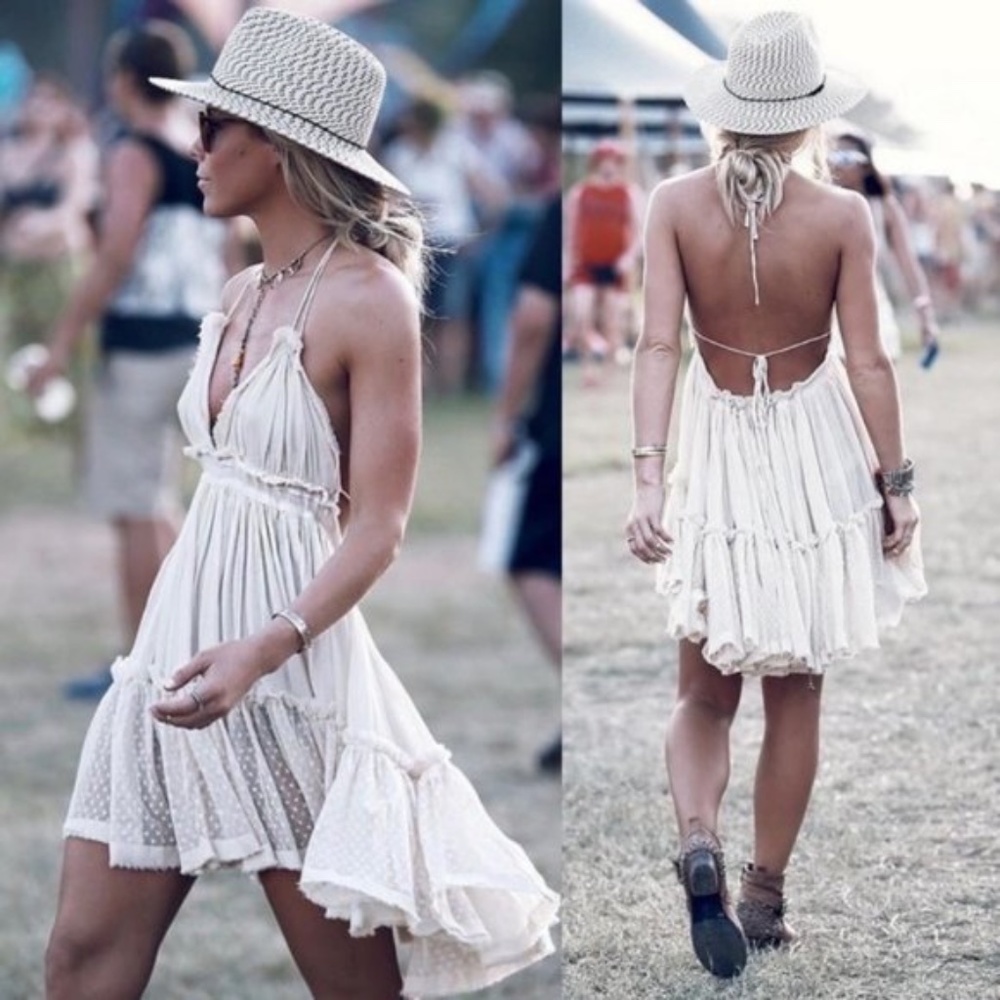 Boho Chic gypsy Halter Ruffle Dress - Picture 9 of 9